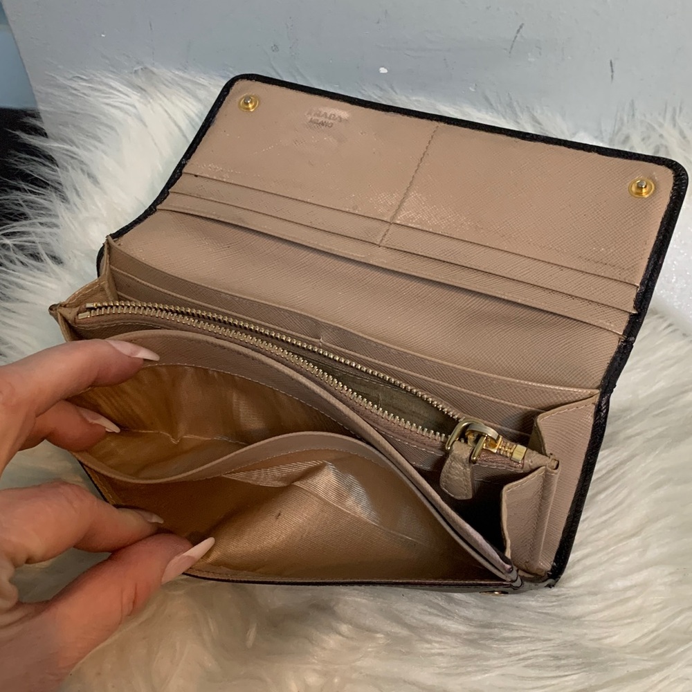 Authentic Prada leather saffiano long wallet dyed black - Picture 12 of 17